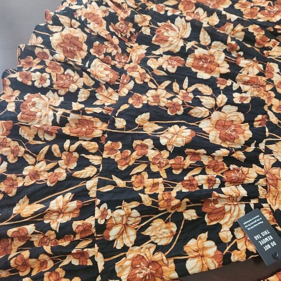 NWT Express Warm Tone Floral Crew Neck Long Sleeve Mini Shift Dress Women's Med - Picture 5 of 9